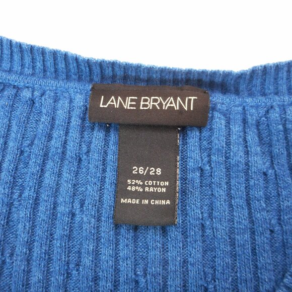 Lane Bryant Women's plus size 26/28 Long Sleeve Pullover Cable Knit Sweater Blue - Picture 6 of 10